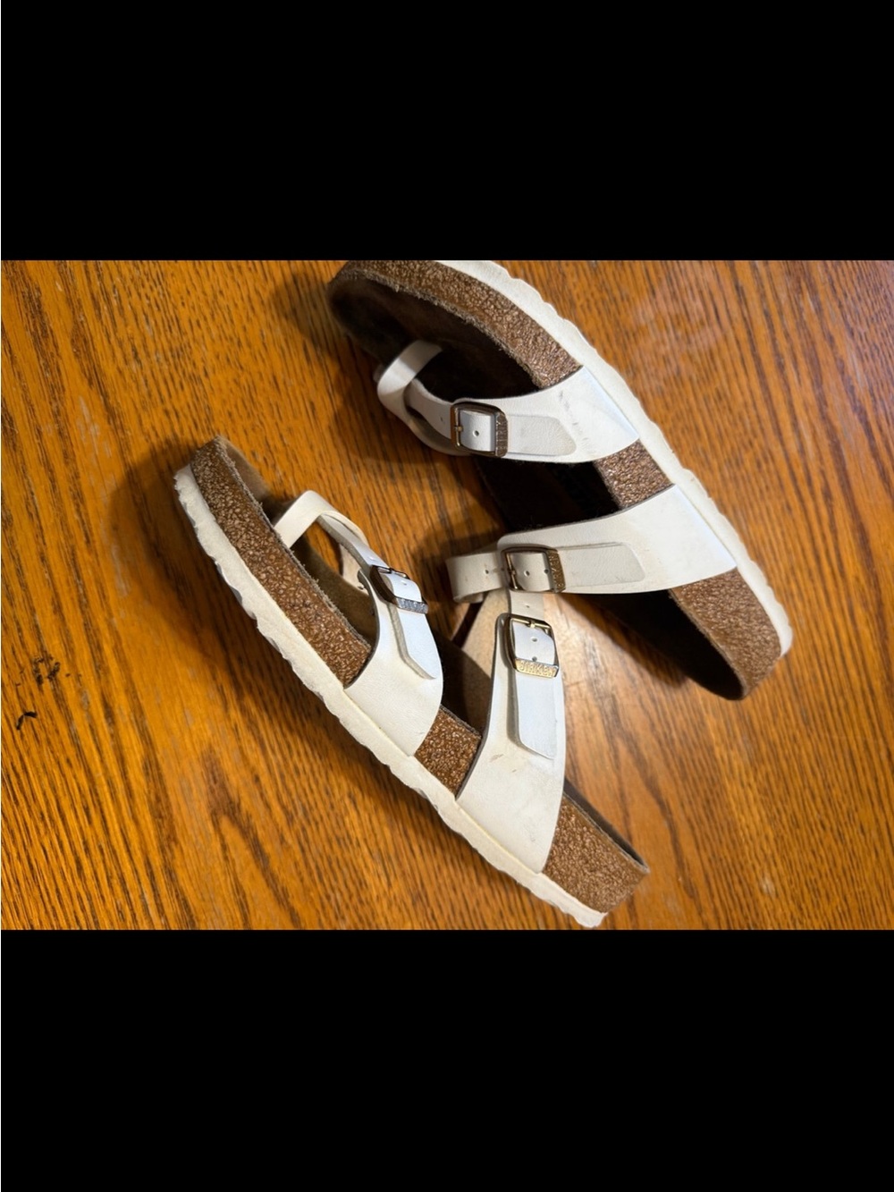 Birkenstock White Double-Buckle Cork Footbed Sandals 8